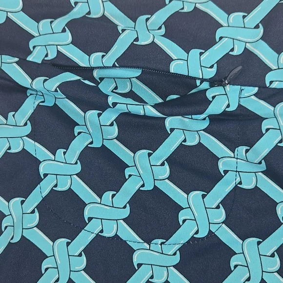 Lulu B Navy Blue Trellis Elegant Expressions Zip Skort XL Pockets UPF 50 - Picture 2 of 6